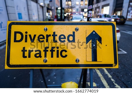 Diverted traffic sign in London