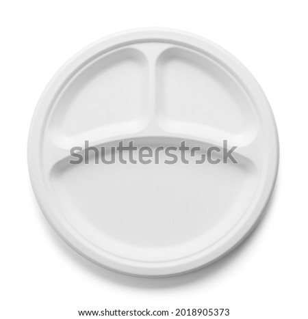 Divided Compartment Heavy Duty Round Paper Plate Cut Out on White.