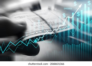 Dividend Income Growing Concept From Stock Equity Increase And From A Bull Market 