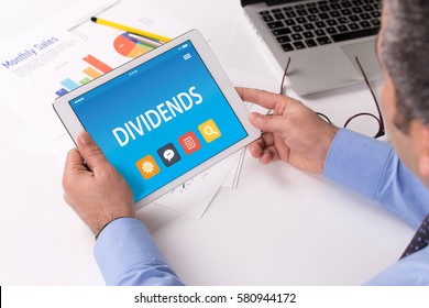 DIVIDENDS CONCEPT ON TABLET PC SCREEN