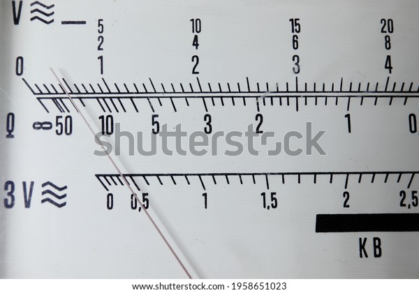 Divider scale of an analog measuring\
instrument. Analog multimeter. Indicator\
panel.