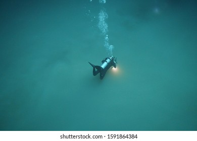 Diving In Angelita Cenote, Yucatan Mexico