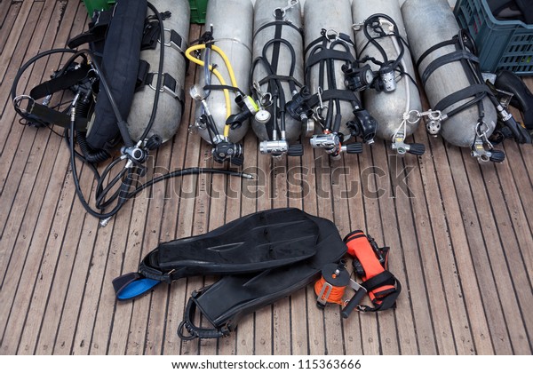 diving equipment on board the\
boat