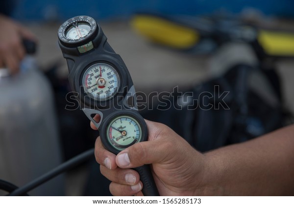 diving suit oxygen cylinder gauges , Jeddah, Saudi\
Arabia, 2019