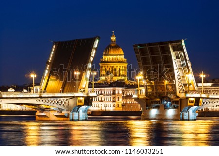 Divorce Annunciation bridge, overlooking St. Isaac's Cathedral during the white nights. St. Petersburg, Russia