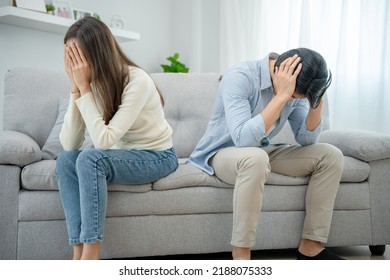 Divorce. Asian couples are desperate and disappointed after marriage. Husband and wife are sad, upset and frustrated after quarrels. distrust, love problems, betrayals. family problem, teenage love - Shutterstock ID 2188075333