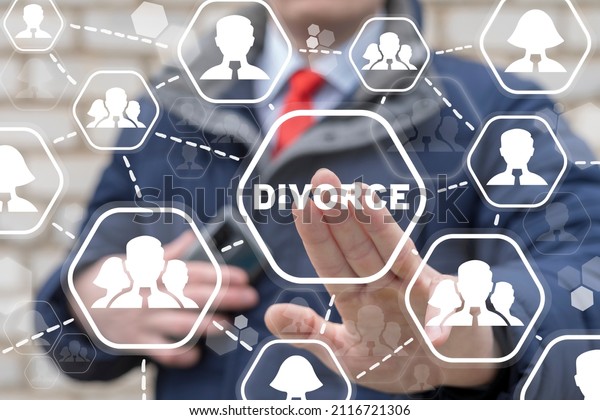 Divorce concept. Divorced family. Divorce\
decree, division of property and legal\
advice.