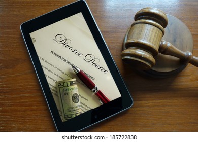 Divorce Decree document on a tablet screen                              