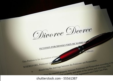 Divorce Decree Papers And Pen
