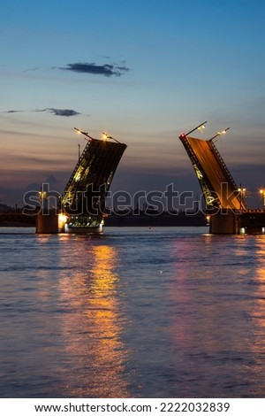 Divorce of Palace bridge at white nights, Saint Petersburg, Russia