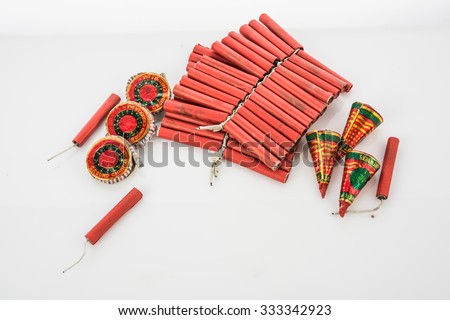 diwali firecrackers, isolated on white background