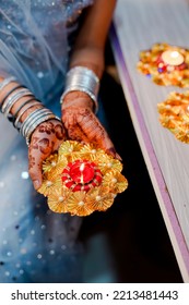 Diwali Photo With Female Holding Oil Lamp During Festival Of Light