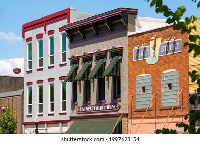 Dixon, Illinois - United States - June 15th, 2021:  Downtown Dixon architecture on a beautiful sunny afternoon.
