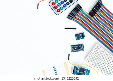 Diy Arduino Flat Layout On White Stock Photo 1343221052 | Shutterstock