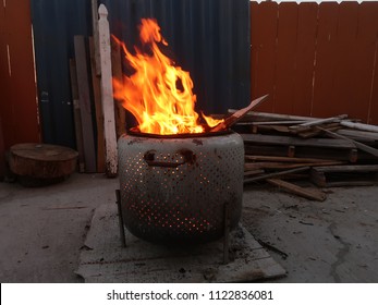 washing machine drum fire pit explosion