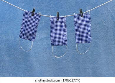 DIY Cloth Face Masks Washing And Hanging On The Clothes Line After Using. Best DIY Projects & Easy Can Do It By Yourself At Home. 