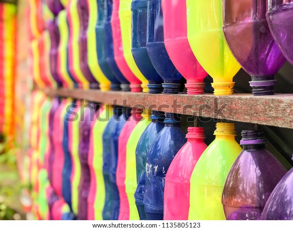 Diy Colourful Plastic Bottles Decorationsplastic Bottles Stock