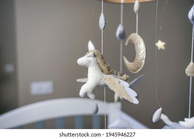 Diy Craft Baby Crib Mobile. Toys Hang Over The Crib