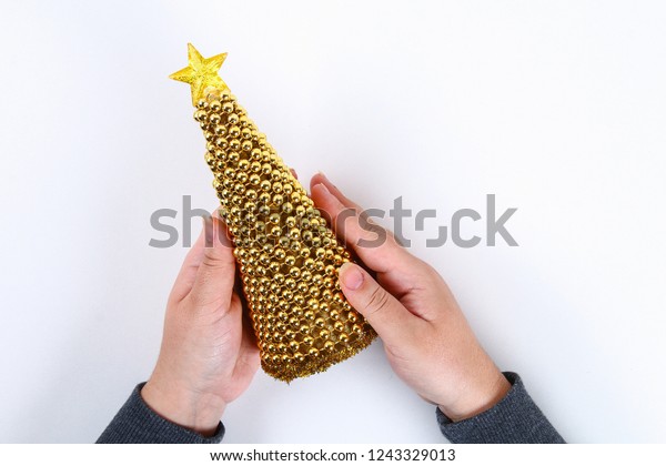 Diy Golden Christmas Tree Beads Garland Stock Photo Edit Now