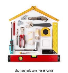 DIY - Home Renovation And Improvement Tools On White
