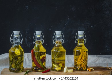 DIY homemade oil. Make your own homemade infused fragranced olive oils for cooking or dressing. You just need some olive oil and herbs to get you personalized oils in jars.  - Powered by Shutterstock