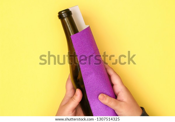 Diy Mardi Gras Bottle Purple Self Stock Photo Edit Now 1307514325