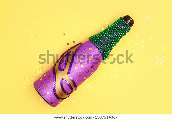 Diy Mardi Gras Bottle Purple Self Stock Photo Edit Now 1307514367