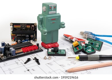 DIY microcontroller board or IOT microcontroller board for creating robots and other home control products. Microcontroller education board for learning and building robot at school.