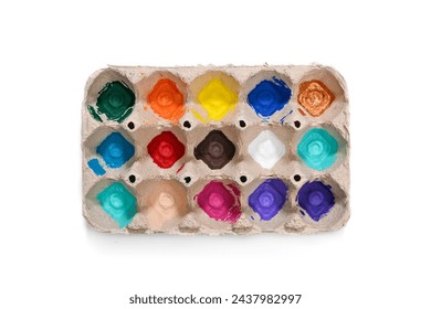 DIY paint palette made with an egg carton and acrylic paints     - Powered by Shutterstock