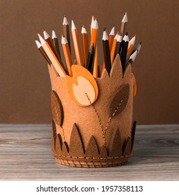 DIY Pencil Holder. Handmade. Crafts From Textiles.