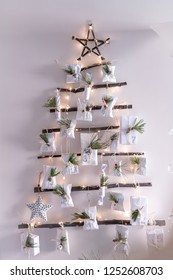 DIY Rustic Adventist Calendar For Christmas Decoration. Hand Made Christmas Tree