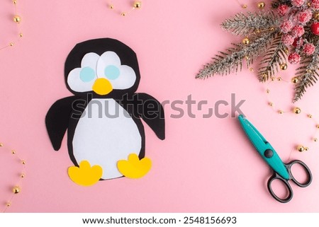DIY. Step-by-step instructions for making a penguin out of paper. Step 1