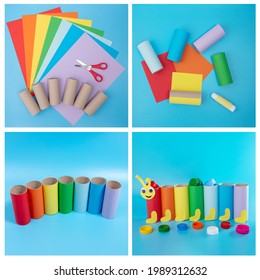DIY Summer Paper Craft For Kids, How To Make An Caterpillar, Homemade Handicraft From Recycled Materials