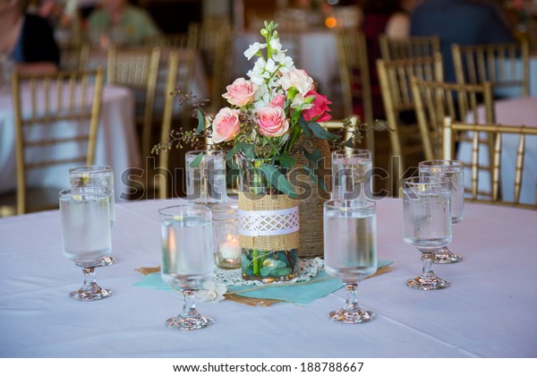 Diy Wedding Decor Table Centerpieces Wine Stock Photo Edit Now