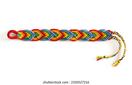 DIY Woven Friendship Bracelet With On White Background