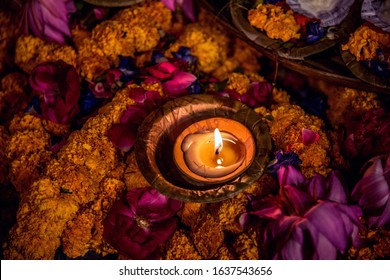 Diya Lamp India Varanasi Flowers Indian Culture 