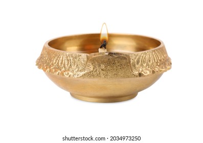 Diya lamp isolated white  Diwali celebration