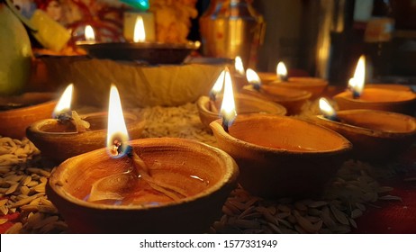 Diyo Flame Lit During Laxmi Puja, Tihar