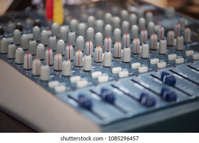 Dj Booth, Dj Deck, Mixing Console, Music Concept Closeup

