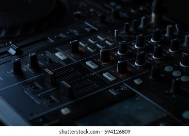 DJ booth at a nightclub