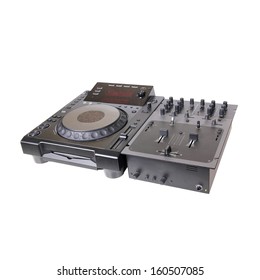 Dj Cd Player And Mixer, Isolated On White