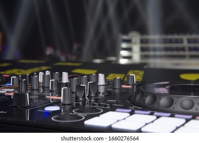 DJ Console With Lights, No People, Empty Room