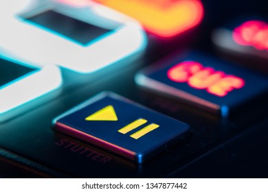 DJ Controller play button which starts the music
