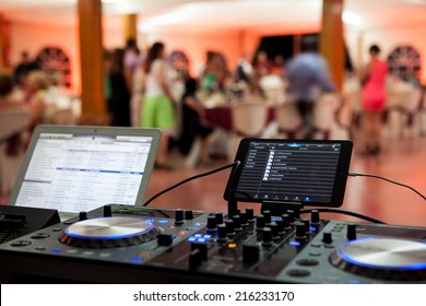 Dj Equipment In A Party With Short Deep Of Field