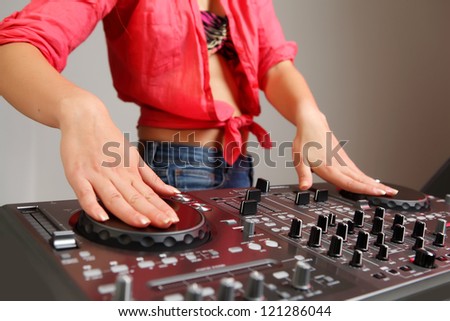 Similar – Foto Bild Hände Frau DJ spielt elektronische Musik. Mischtisch