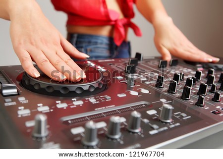 Similar – Foto Bild Hände Frau DJ spielt elektronische Musik. Mischtisch