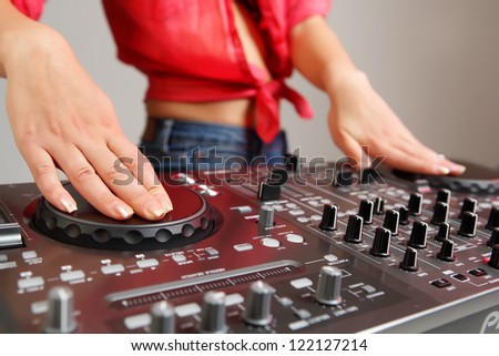 Similar – Foto Bild Hände Frau DJ spielt elektronische Musik. Mischtisch