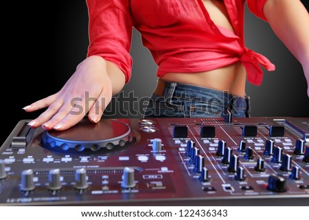 Similar – Foto Bild Hände Frau DJ spielt elektronische Musik. Mischtisch