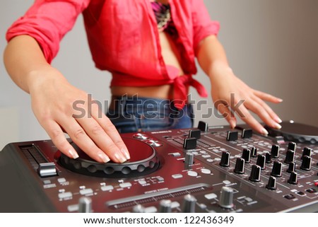 Similar – Foto Bild Hände Frau DJ spielt elektronische Musik. Mischtisch