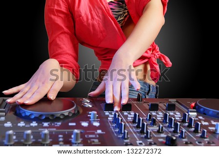 Similar – Foto Bild Hände Frau DJ spielt elektronische Musik. Mischtisch